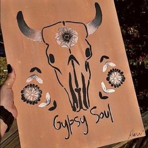 Gypsy Soul Cow Skull Painting